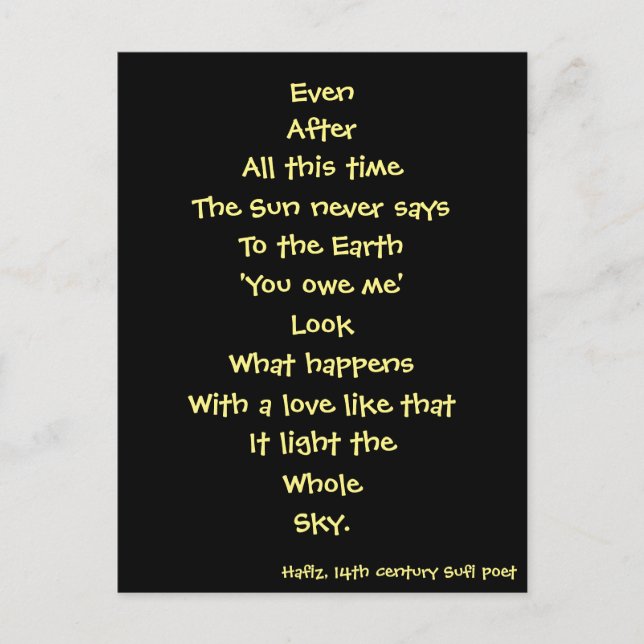 Postal poema de hafiz (Anverso)