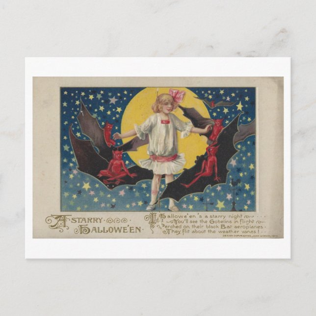 Postal Poema de Halloween vintage (Anverso)