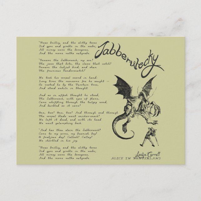 Postal Poema de Jabberwocky (Anverso)