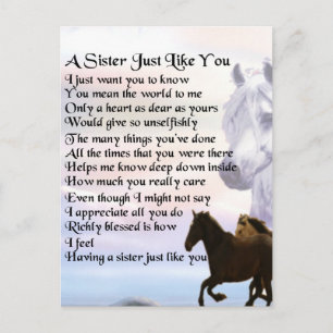 Postal Poema de la hermana de los caballos