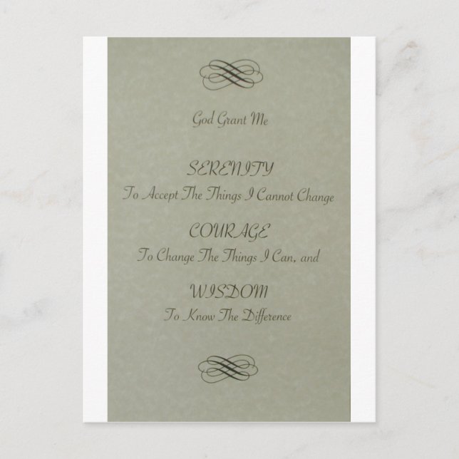 Postal Poema de la oración de la serenidad (Anverso)