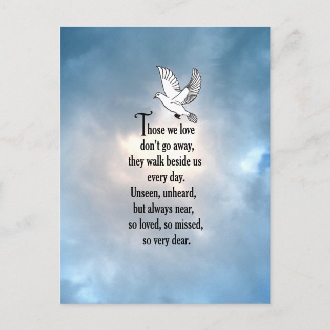 Postal Poema de pájaro "tan querido" (Anverso)