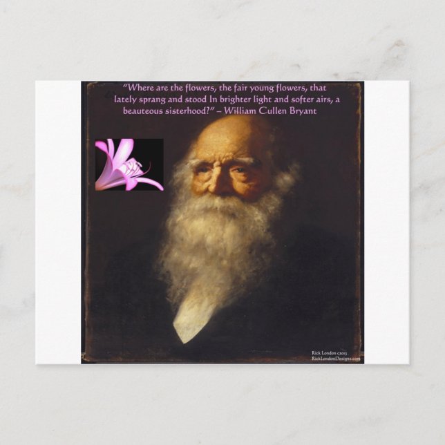 Postal Poema de William Cullen Bryant Flower (Anverso)