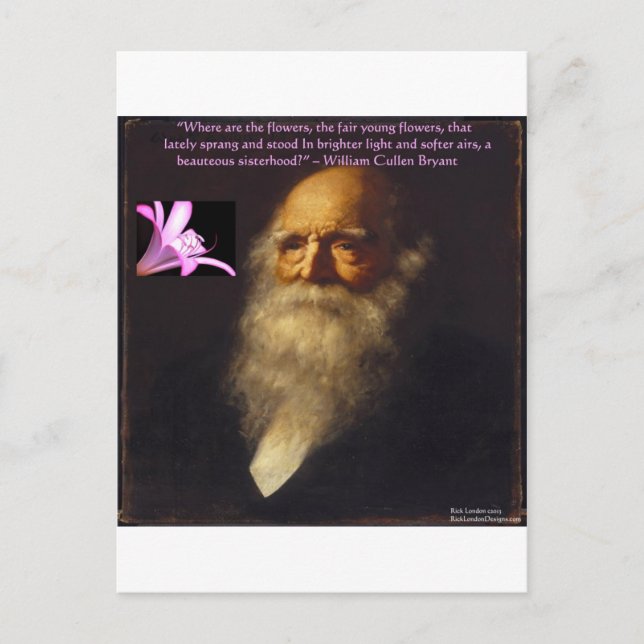 Postal Poema de William Cullen Bryant Flower (Anverso)