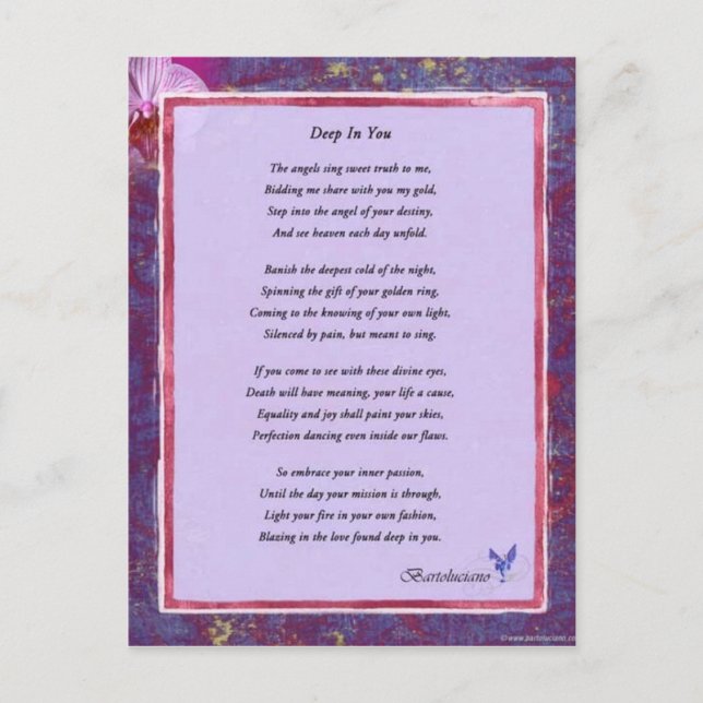 Postal Poema Deep In You (Anverso)