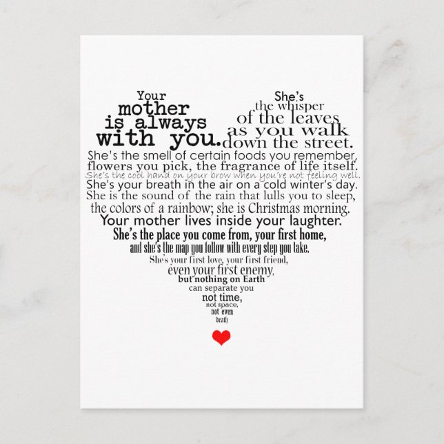 Postal Poema del día de la madre (Anverso)