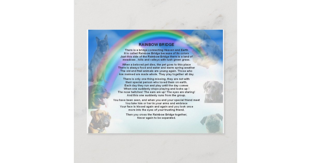 Postal Poema del puente del arco iris | Zazzle.es
