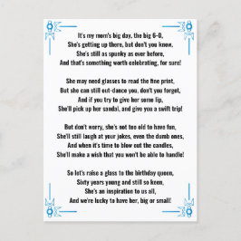 Postal Poema Divertido para Cumpleaños 60 de Mujer