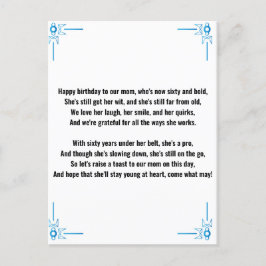 Postal Poema Divertido para Mujer de 60 años