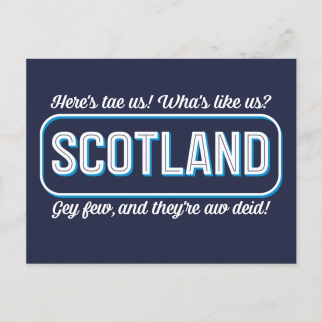 Postal Poema escocés, ¿qué es como nosotros? Toast Saying (Anverso)