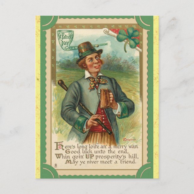Postal Poema irlandés del Día de San Patricio (Anverso)