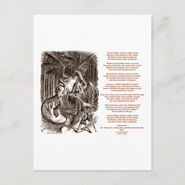 Postal Poema Jabberwocky de Lewis Carroll (Anverso)