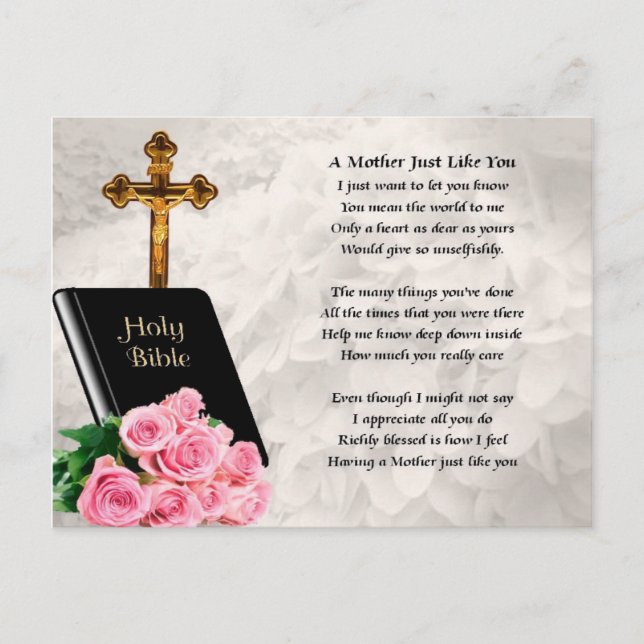 Postal Poema madre - Biblia y Rosas (Anverso)