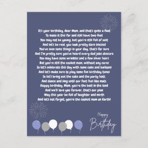 Postal Poema muy divertido para mamá de cumpleaños