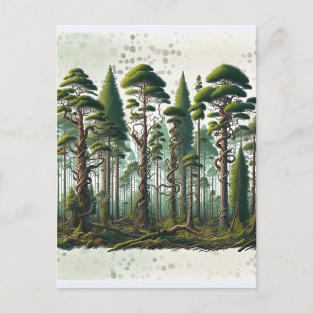 Postal Poema sobre la perspectiva de bosques de árboles (Anverso)