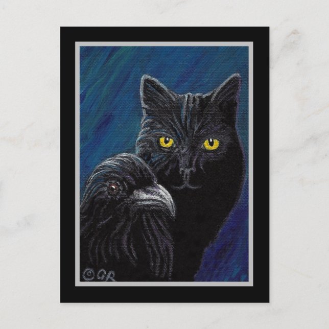 Postal Poe's Cat & Raven Postcard (Anverso)