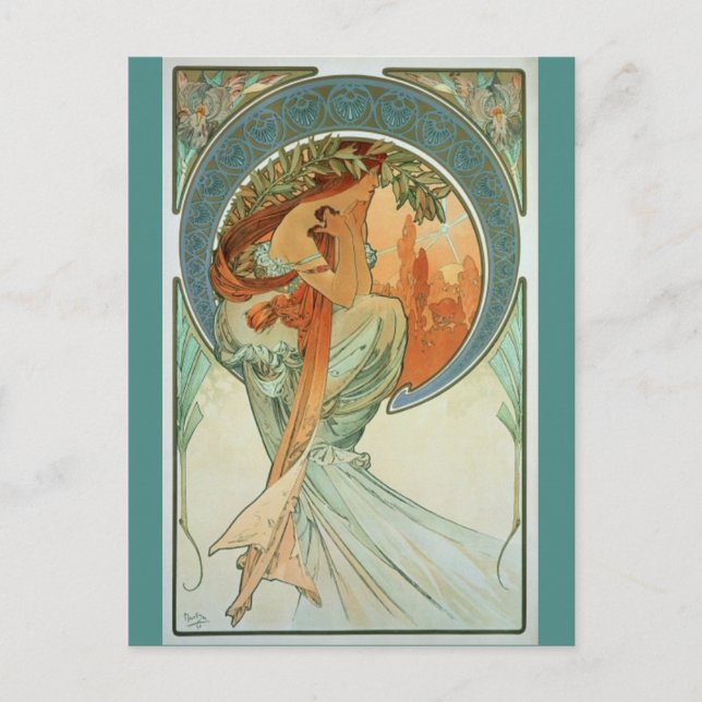 Postal Poesía de Alfons Mucha - Art Nouveau (Anverso)