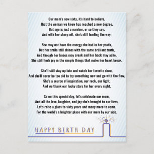 Postal Poesía divertida para mamá, que cumple 60 años