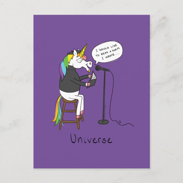 Postal Poesía unicornio divertida (Anverso)