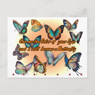 Postal Poesía y mariposas en un