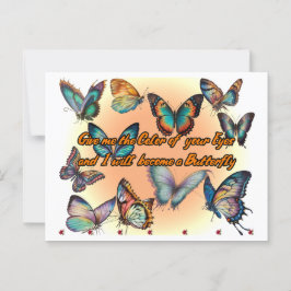 Postal Poesía y mariposas en una