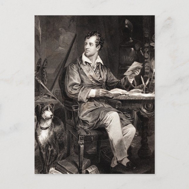 Postal Poeta victoriano retrato de Lord Byron de los años (Anverso)
