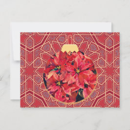 Postal Poinsettia de estilo vintage Flores Red Post Card