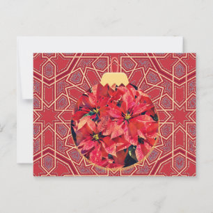 Postal Poinsettia de estilo vintage Flores Red Post Card 