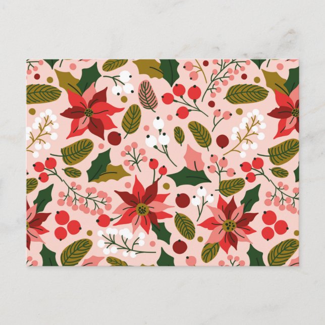 Postal Poinsettia de vacaciones de invierno (Anverso)