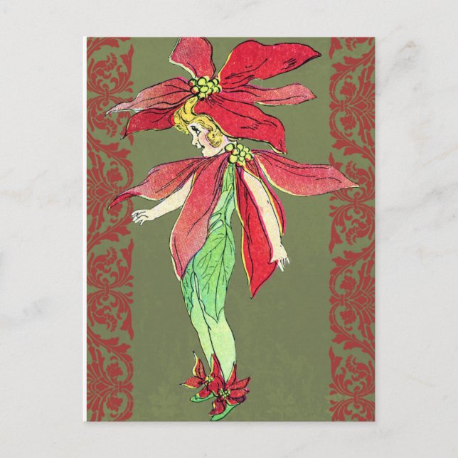 Postal Poinsettia Flower Fairy (Anverso)