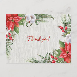 Postal Poinsettia Roja Hojas Verdes Boda 