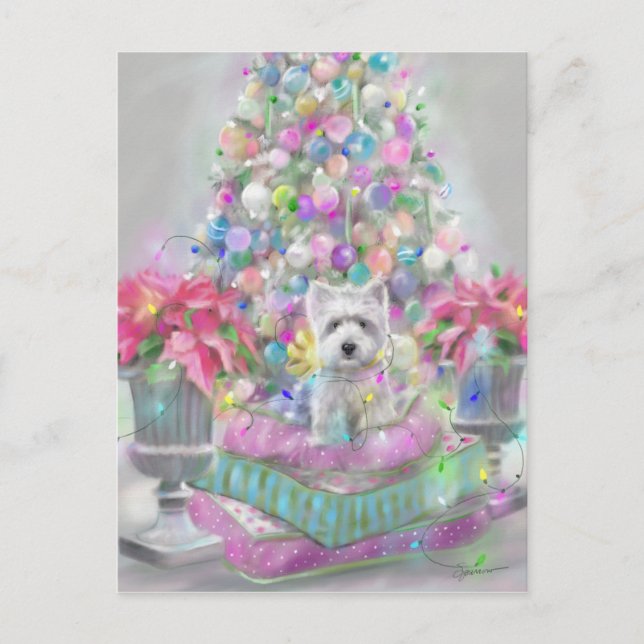 Postal Poinsettias rosadas (Anverso)