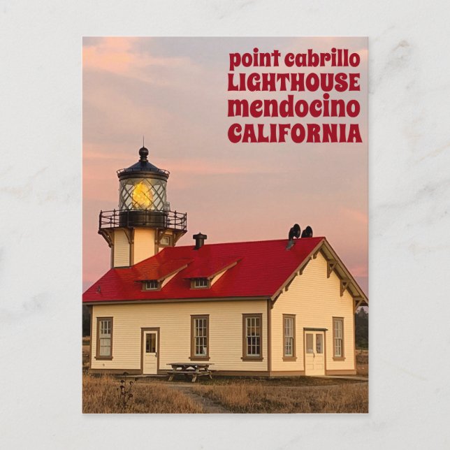 Postal Point Cabrillo LIGHTHOUSE MENDOCINO Sunset Travel (Anverso)