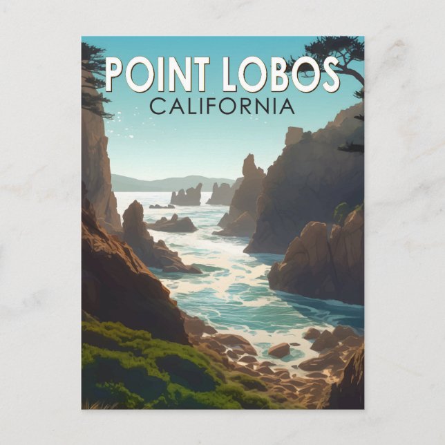 Postal Point Lobos California Travel Art Vintage (Anverso)