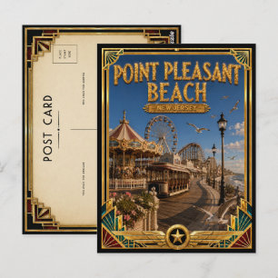 Postal Point Pleasant Beach Nueva Jersey Arte Deco Vintag