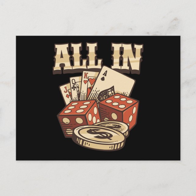 Postal Poker Cards Chips Casino Gambling Player Game Gift (Anverso)