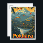 Postal Pokhara Nepal Ilustracion de viajes de arte vintag<br><div class="desc">Pokhara Nepal Ilustracion de viajes de arte vintage</div>
