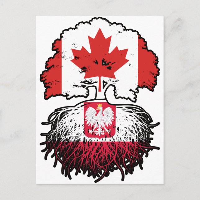 Postal Poland Polish Canadian Canada Tree Roots Flag (Anverso)