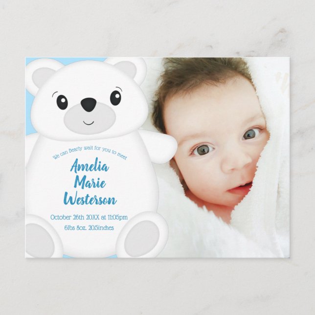 Postal Polar Bear Baby Shower (Anverso)