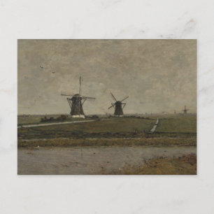Postal Polder con molinos cerca de Overschie