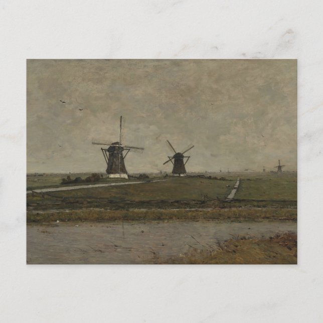 Postal Polder con molinos cerca de Overschie (Anverso)
