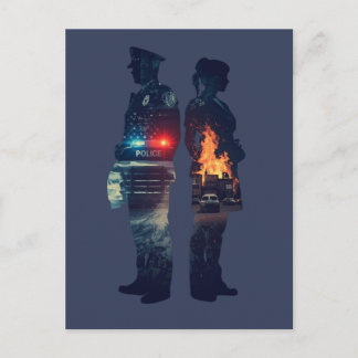 Postal Police Officer and Nurse Couple Silhouette