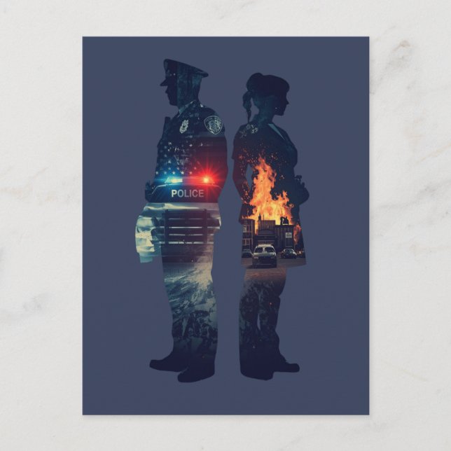 Postal Police Officer and Nurse Couple Silhouette (Anverso)