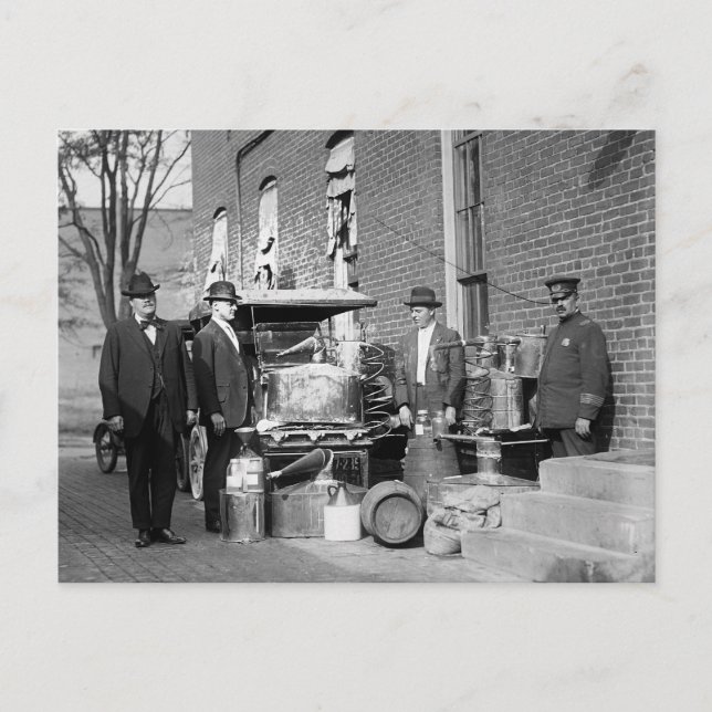 Postal Policía con alambique confiscado, 1922 (Anverso)