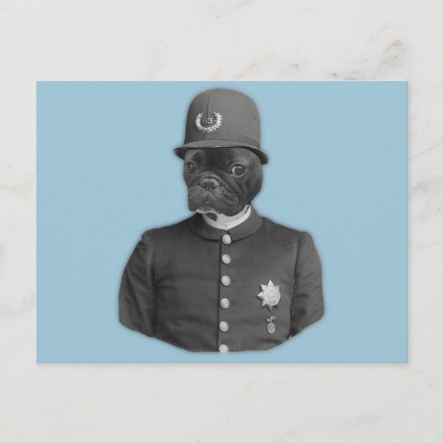 Postal Policía de Bulldog francés vintage (Anverso)