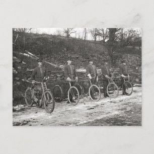 Postal Policía en Bicicleta y Motocicleta, 1915. Foto Ant