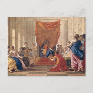 Postal Polifilo arrodillado ante la reina Eleuterylida