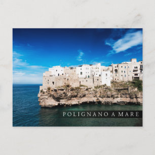 Postal Polignano a Mare casas en un acantilado en Puglia