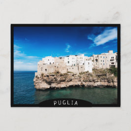 Postal Polignano a Mare casas en un acantilado en Puglia