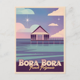 Postal Polinesia Francesa Neon Bora Bora Viajes Retro 80